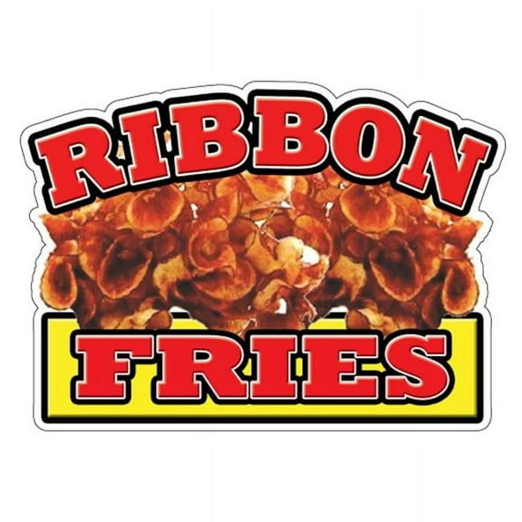 SignMission D-Ribbon Fries Ribbon Fries Concession Decal Cart Sign - Stand French