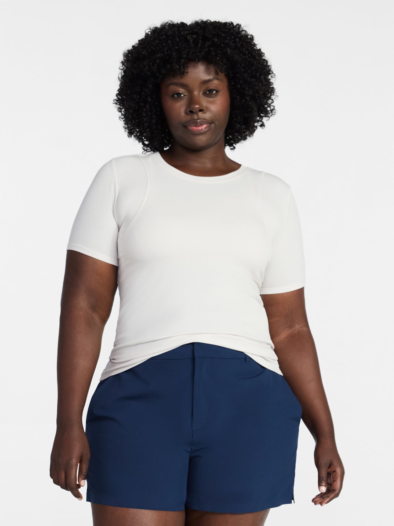 Avia Women's Ribbed T-Shirt with Short Sleeves, Sizes XS-XXXL