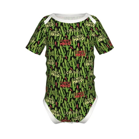 

Junzan Green Cacti And Red Chili Print Short-Sleeve Baby Climbing Clothes Bodysuits for Infant One-Piece for Baby Boys & Girls Baby Clothes Baby Romper with Snap Closure-9M