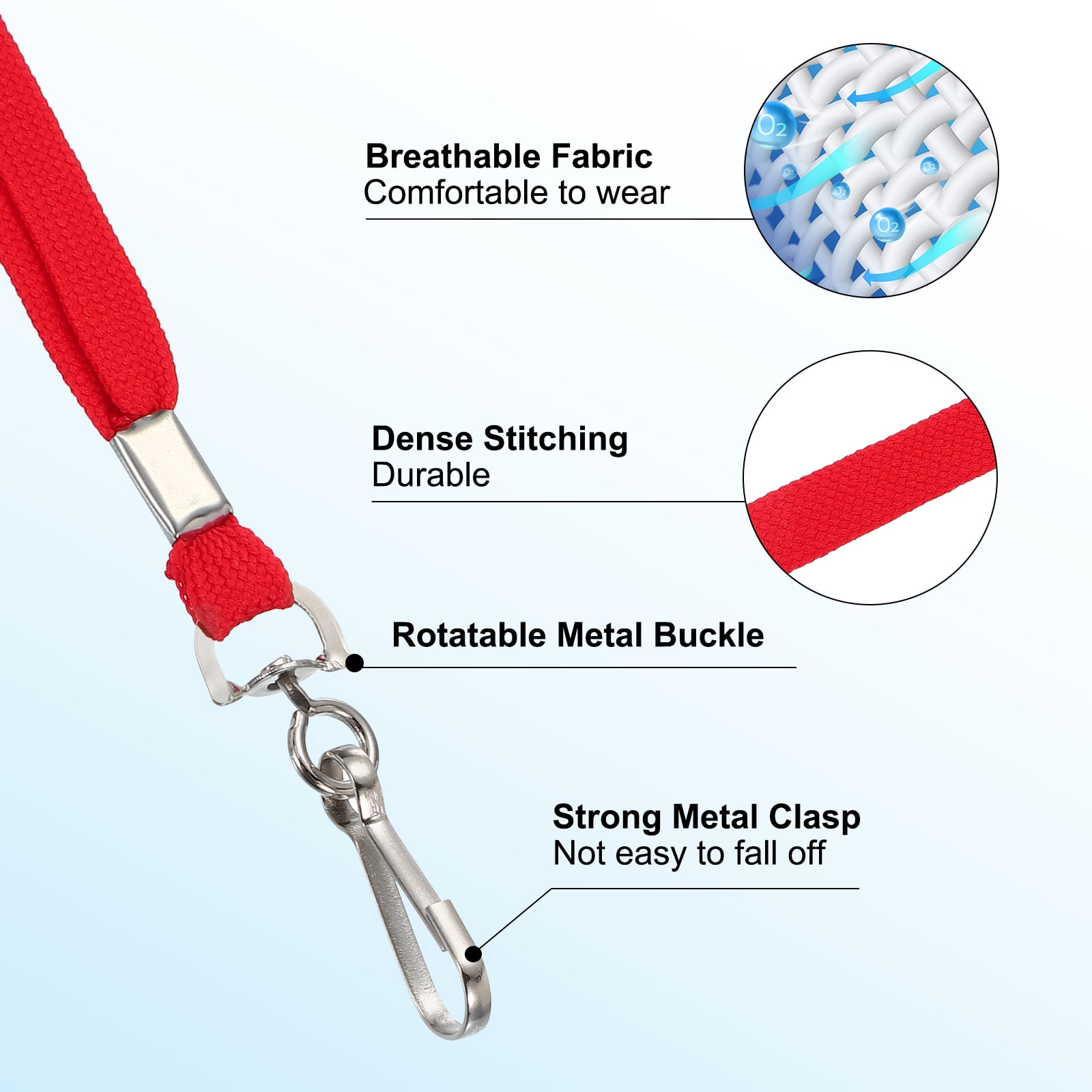 Uxcell Lanyards, 100 Pack Neck Lanyards Bulk with Swivel Hook Clip for ID Badges Holder, Keys, Office, Teachers, Red
