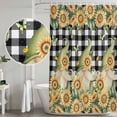 thumbnail image 5 of Sunflower Gnomes Shower Curtain, Waterproof Shower Curtains for Bathroom, Black Plaid Eucalyptus Leaf Butterfly Washable Fabric Bathtub Curtain Set Bath Decor with 12 Hooks Standard 72"x72", 5 of 8