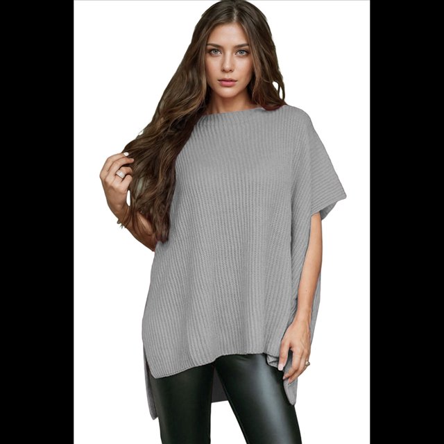 Suéter Holgado de Corta con Hombros Caídos para Mujer, Gris , Talla XL