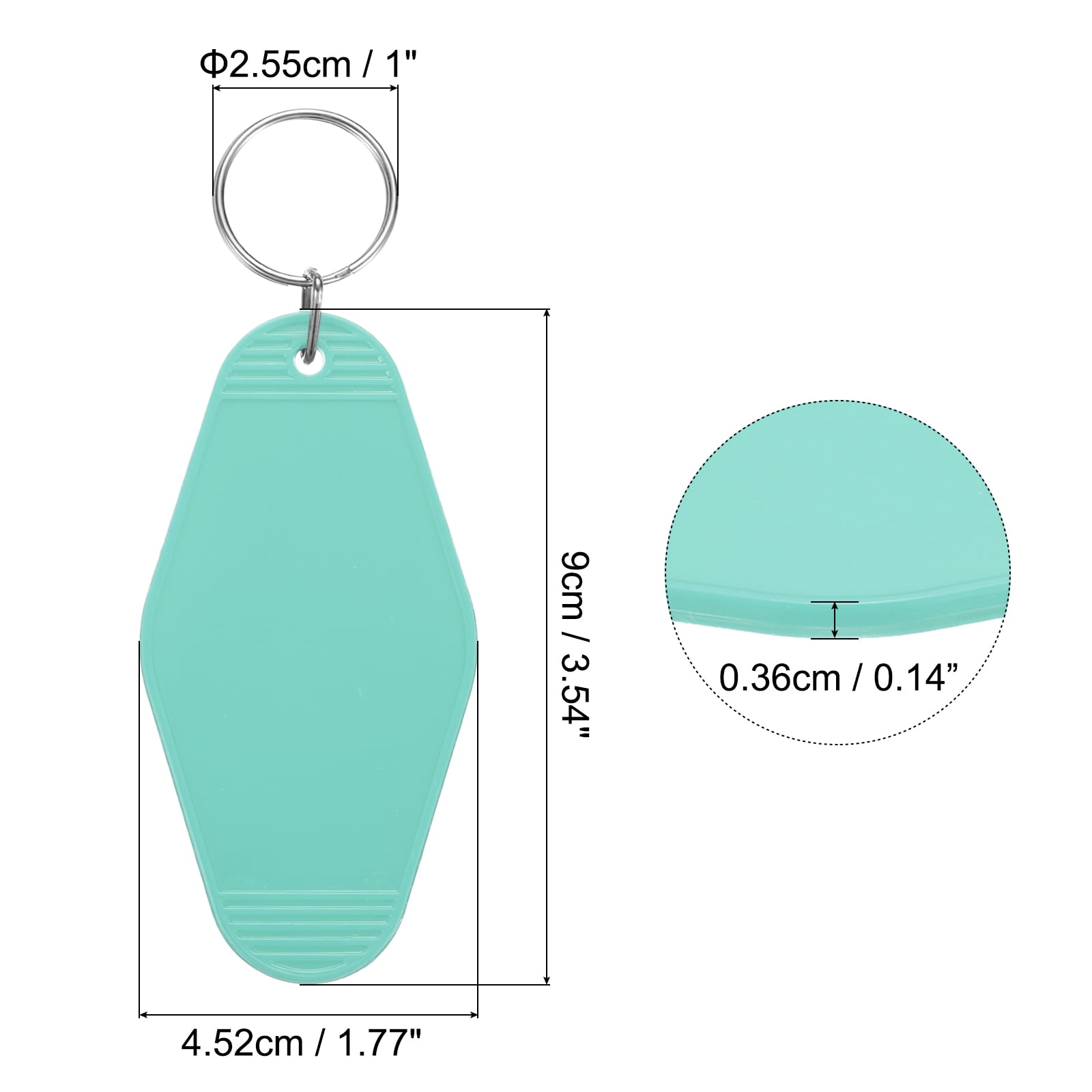 Uxcell 40Pcs Hotel Keychains Blank, Vintage Plastic Rhombus Motel Keychains Hotel Key Tags Key Rings, Light Blue
