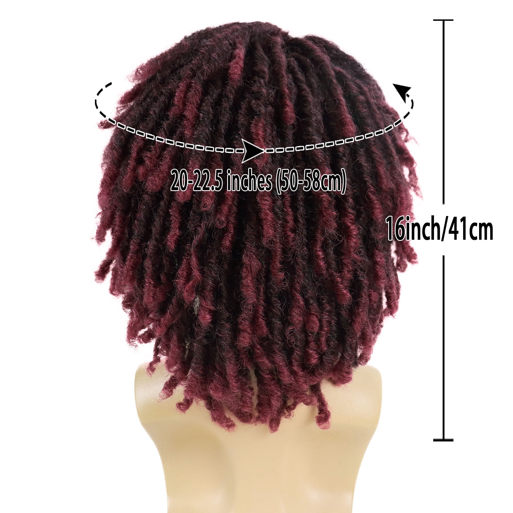 Short  Faux Locs Braided Wig for Man Black ColorTwist Hair Dreadlocks Wig Natural Synthetic Hair Wig with Bangs