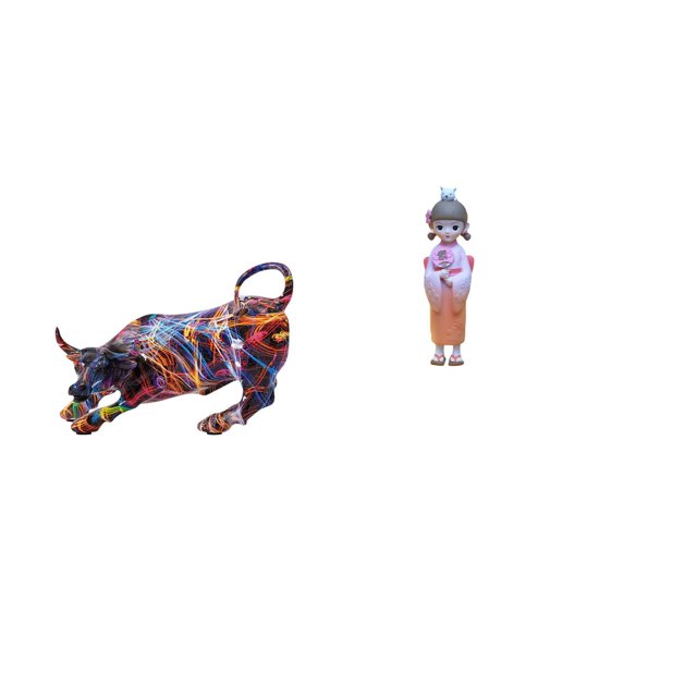 Colección De Esculturas De Figuritas De Toro De Resina Moderna Y Colorida Y Geisha Kabuki Asiática Para Sala De Estar, Escritorio, Dormitorio, Adorno, Casa De Muñecas, Accesorios De Granja