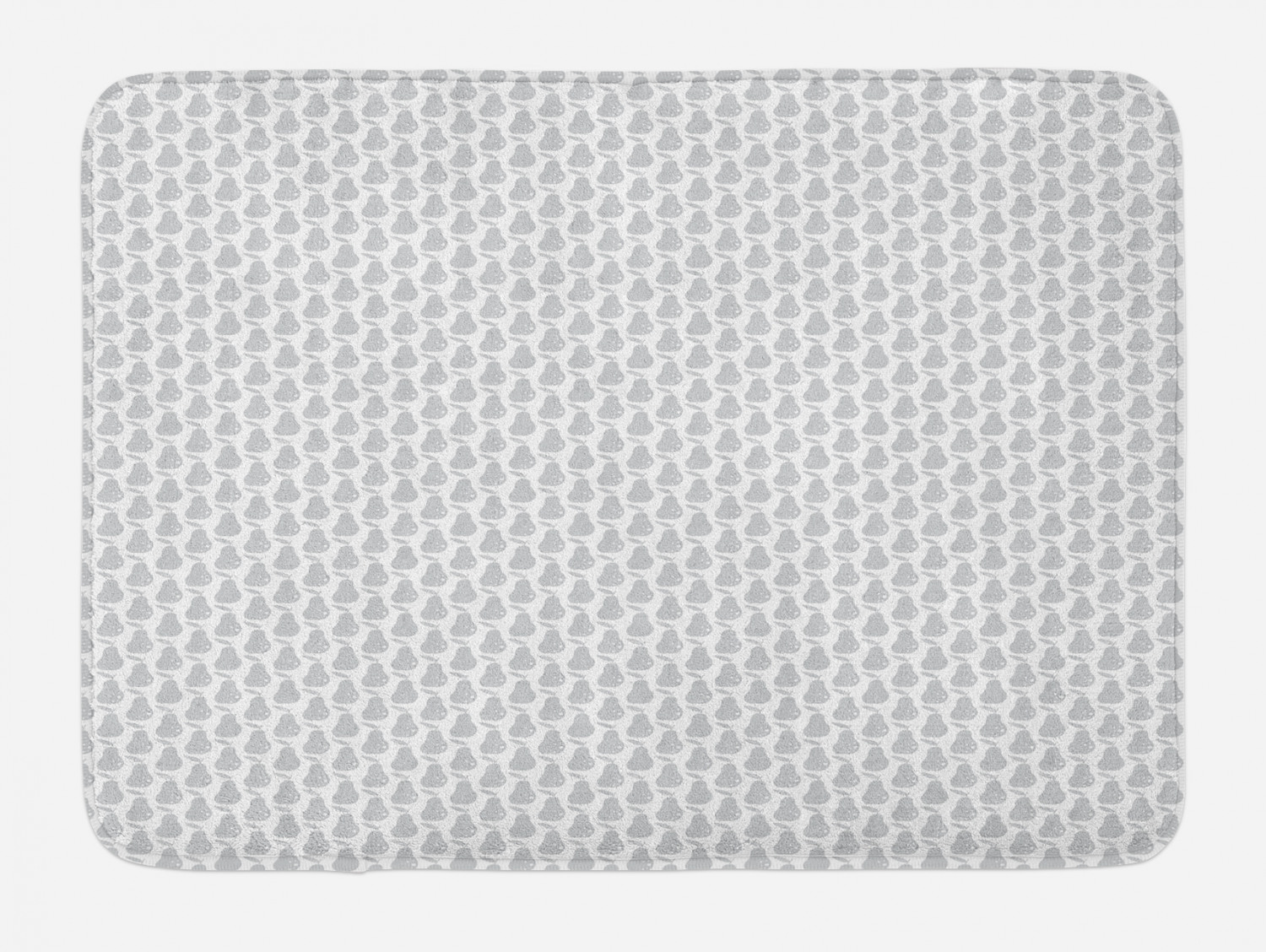Grey and White Bath Mat, Greyscale Pear Silhouettes with Dots Design