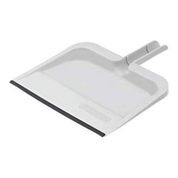 Clip-On Dustpan with Rubber Lip - 10-inch Wide Durable Plastic Dust Pan with Comfort Grip Handle, White