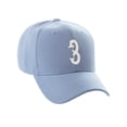 thumbnail image 3 of Daxton StructuWhite Baseball Hat Cap Curved Visor Vintage Custom Number, Light Blue Hat, White Number 3, 3 of 3