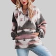 thumbnail image 4 of Mujeres V Masajeadores de cuello HOODIE pullover Tops casual moda manga larga cordón impreso sudadera con bolsillo Rosa XL, 4 of 6