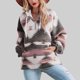 thumbnail image 4 of Sudadera con capucha con cuello en V para mujer Tops Casual de moda de manga larga con cordón impreso sudadera con bolsillo Rosa M, 4 of 6