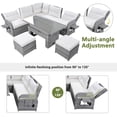 thumbnail image 5 of 6-Piece Outdoor Furniture Set Patio Rattan Furniture Set with an Adjustable Table, Recliners with Extendable Side Tables, and Two Ottomans for Patio, Lawn, Backyard, Pool (Beige), 5 of 12