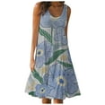 thumbnail image 2 of EGNMCR Robes d'Été Femmes Mode Tendance Femmes Décontracté Col Carré Robes Imprimées Été Sans Manches Robe Pull, 2 of 5