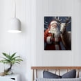 thumbnail image 3 of COMIO  Santa Claus Canvas Wall Art Christmas Wall Decor Santa with Reindeer Picture Vintage Santa Portrait Painting Decor Frame, 3 of 4