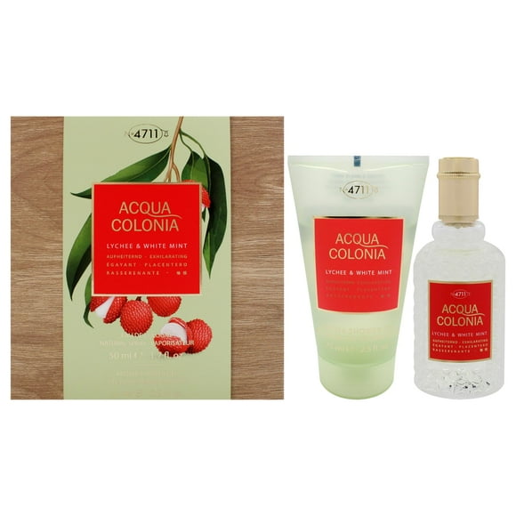 4711 Acqua Colonia Muelhens Lichi y Menta Unisex Juego de regalo 2 piezas spray EDC 1,7 oz gel de ducha 2,5 oz