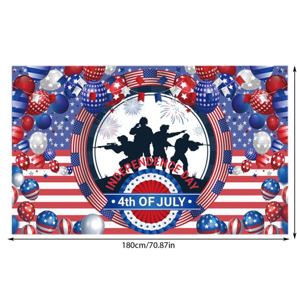 4th Of July Party Decorations Background Fabric 72 In X 44 In Red And Blue Independence Day Streamer With 4 Metal Eyelets
