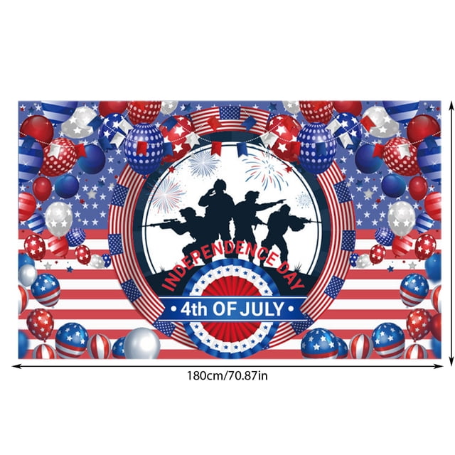 4th Of July Party Decorations Background Fabric 72 In X 44 In Red And Blue Independence Day Streamer With 4 Metal Eyelets