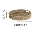 thumbnail image 3 of DAMAI Round Wicker Serving Tray with Handle, Hand‑Woven Natural Material Built in Cut Out Handle, Rustic Multipurpose Tray for Coffee Table Kitchen Countertop Dining Table Fruit Organizer, 3 of 6