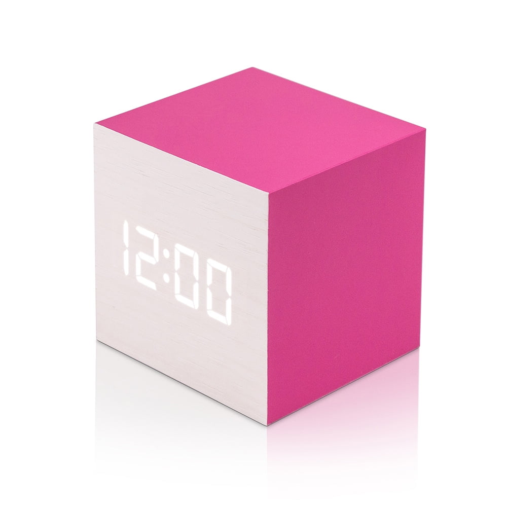 Ultra Modern Wooden LED Clock Square Cube Alarm Thermometer Timer