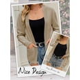 thumbnail image 4 of HUBERY Women Open Front Pocket Long Sleeve Ribbed Edge Solid Color Cardigan, 4 of 4