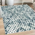 thumbnail image 1 of Ethnic Decorative Rug, Retro Mosaic Creative Pattern Square Rhythm Abstract Art Print Design, Quality Carpet for Bedroom Dorm and Living Room, 6 Sizes, Sea Blue, by Ambesonne, 1 of 4