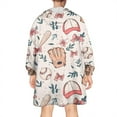 thumbnail image 2 of Pink and Blue Baseball Items Pattern Wearable Oversized Blanket,Wearable Blanket Hoodie for Adults,Cozy Hooded Blankets with Super Pockets,Super Warm Fuzzy Pullover for Women & Men, 2 of 6