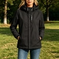 thumbnail image 2 of FRSASU Women's Rain Jacket Plus Size Waterproof Windbreaker Adjustable Lightweight Rain Coats Outdoor RainCoats with Pockets Black, 2 of 9