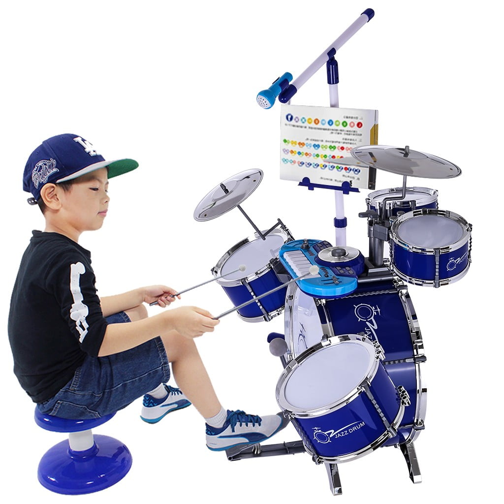 Jazz Drum Set With Microphone Stand And Electronic Piano & Drum Sticks