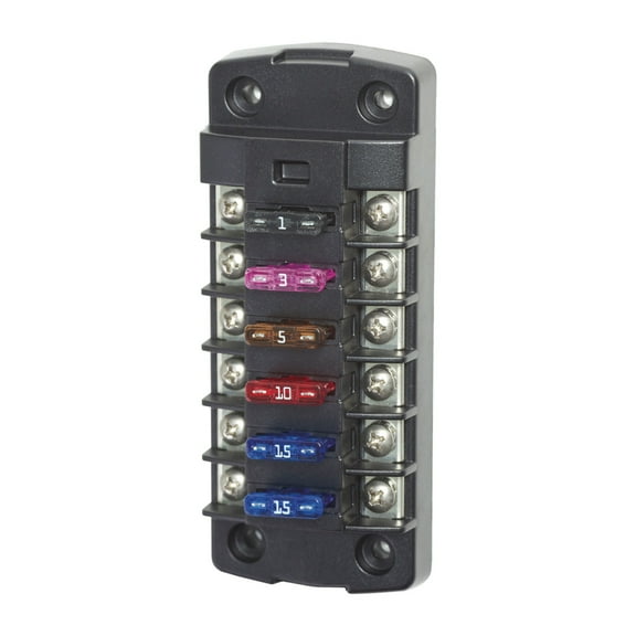 Blue Sea 5037 ST Blade Fuse Block Witho Cover - 6 Circuit Independent Witho Negative Bus