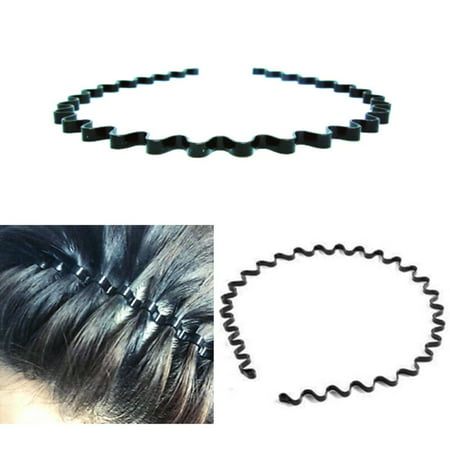 Black Metal Sports Hairband Headband Wave Alice Style Hair band Unisex Men (Best Hair Style Men)