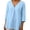 Light Blue-03, variant on Women's V-neck 3/4 Sleeve Straight-Fit Top Cotton Pleated Front Center Detail Blouse Relaxed and Casual Fit Shirts