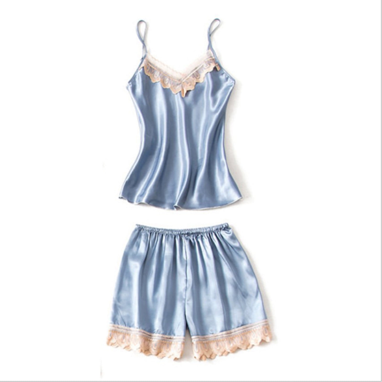 BONIXOOM Christmas Pajamas For Women Couples Christmas Pajamas Sleepwear Drawstring Sleeveless Sleep Shorts Solid Gray M