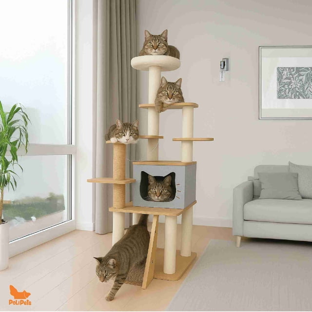 Mueble Rascador Para Gatos Poli Pets Savannah - Color Gris