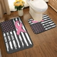 thumbnail image 2 of Yiaed Ribbon Breast Cancer Awareness Print Bathroom Mat Set 2 Pieces Mat Anti-Skid Pad Ultra Soft and Absorbent Bathroom Bath Mat Contour Bath Rugs for Toilet Base, 2 of 6