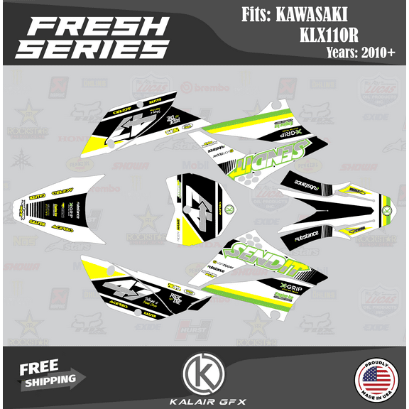 Kalair GFX Graphics Kit for Kawasaki KLX110 (2010-2023) Fresh Series
