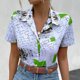 thumbnail image 5 of Camisa informal de temperamento con estampado floral de manga corta elegante y cómoda con cuello en V para mujer OAVQHLG3B Store lin121212, 5 of 5