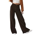 thumbnail image 2 of Delayuji Petite Sweatpants for Women Women's 2025 Corduroy Fabric New Drapey High Waist Slim Casual Straight Women's Trousers Fleece Lined Pants Women Brown Xxl, 2 of 5