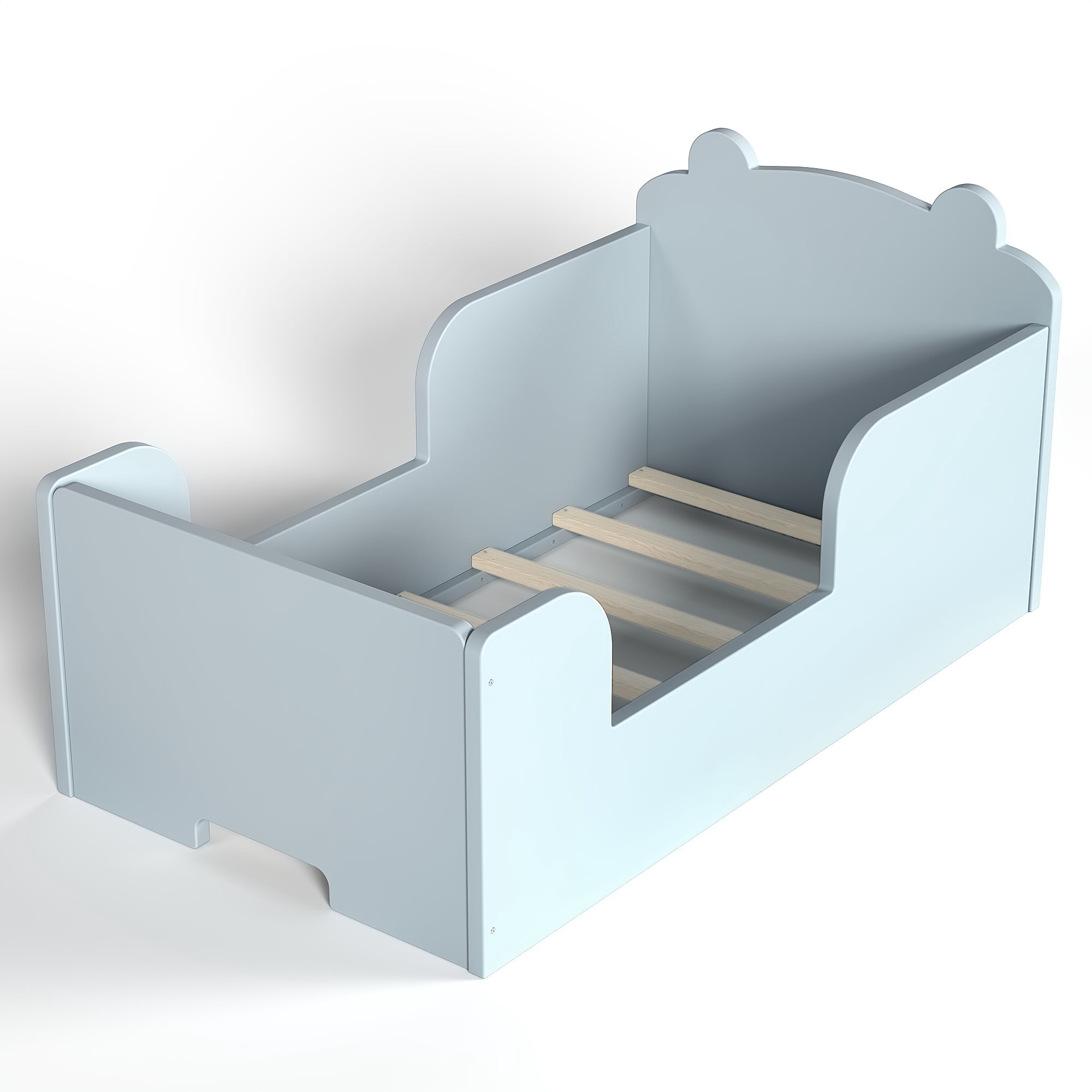 Jopath Toddler Floor Bed Frame, Cot Bed with Bear Shape Toddler Bed for Boys and Girls Blue
