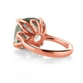 thumbnail image 2 of Gem Stone King 18K Rose Gold Plated Silver Green Prasiolite Engagement Ring for Women | 9.72 Cttw | 14MM Cushion Checkerboard | Wedding Engagement Anniversary Promise Ring for Women, 2 of 4