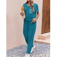 thumbnail image 5 of Ekouaer Pajama Sets for Women Short Sleeve Pjs Sets 2 Piece Loungewear Sleepwear with Long Joggers Pants, 5 of 6