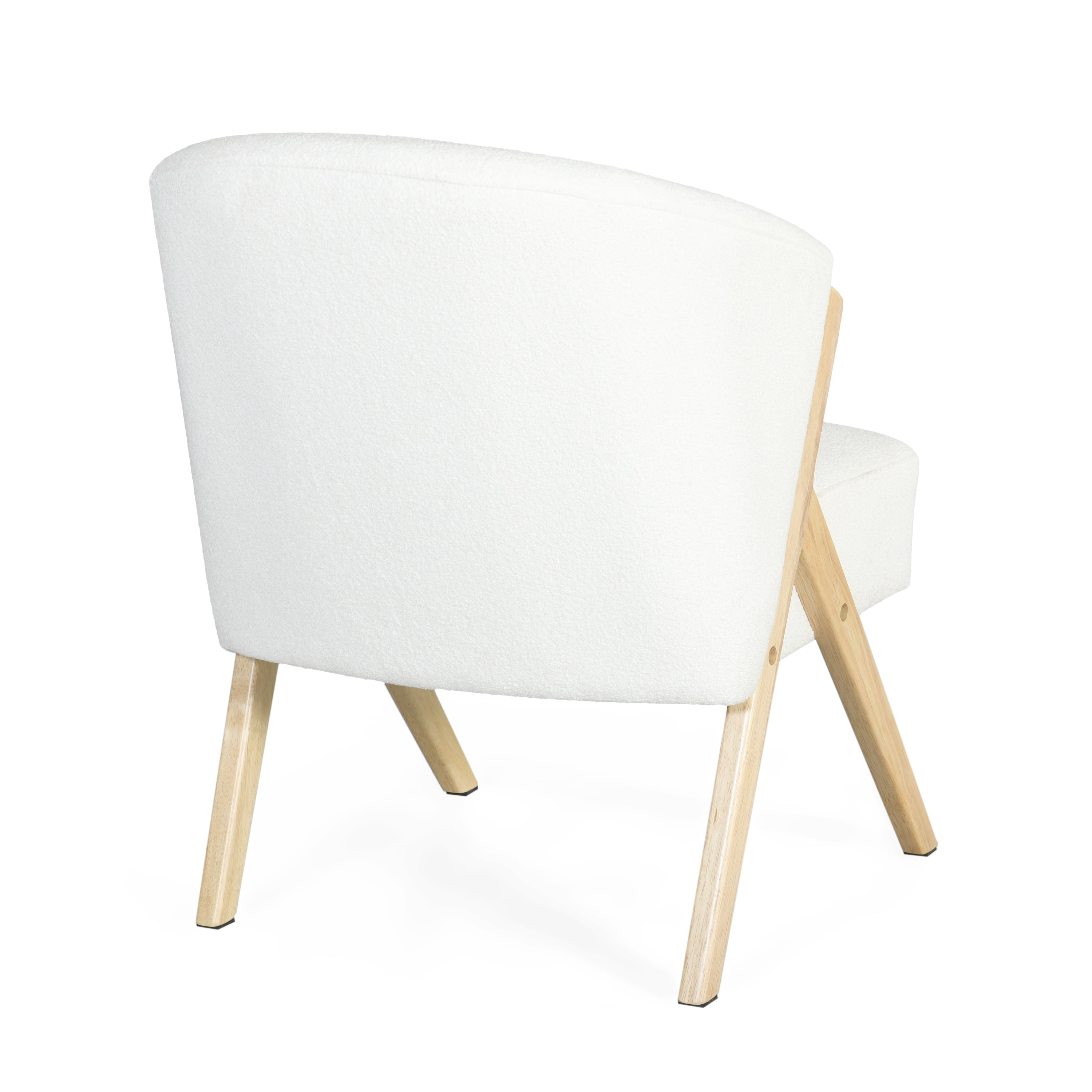 MAYEERTY Modern Accent Chair with White Upholstery and Solid Wood Frame – Minimalist Lounge Chair for Living Room, Bedroom & Office