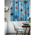 thumbnail image 4 of Independence Day Sheer Curtains 2 Panels Set Five-Pointed Star U. S. Flag Blue Wood Grain Sheer Window Curtains Light Filtering Rod Pocket Voile Drapes for Bedroom Living Room 52"x63", 4 of 9