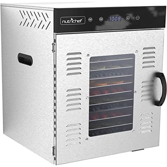 NutriChef Premium Food Dehydrator Machine - 1500 Watts 16 Shelf Stainless Steel Dehydrator with Digital Timer and Temperature Control, Touch-Control LED Display, Perfect Way to Preserve Foods and More