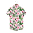 thumbnail image 7 of Men's Hawaiian Wrinkle Short Sleeve Button Down Tropical Floral Beach Vacation Shirt Green 3XL, 7 of 7