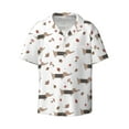 thumbnail image 4 of Uemuo Dachshund Dog Pattern Cotton Linen Short Sleeve Shirts,Casual Lightweight Button Down Shirts,Vacation Beach Summer Tops-XX-Large, 4 of 7