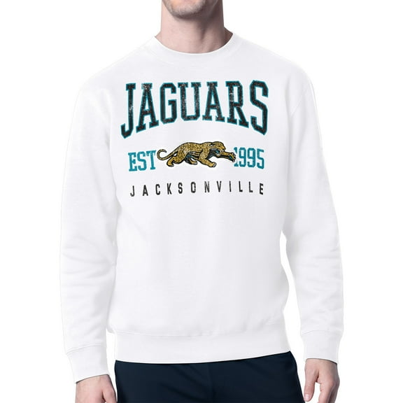 Men's Starter  White Jacksonville Jaguars Retro Team Logo Pullover Sweatshirt