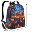 thumbnail image 4 of Zufioo Magical Stained Glass Castle Print Fashion Large Capacity Backpack, Zippered Multi-compartment Travel Work Campus Lightweight Backpack, Unisex, 4 of 5