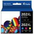 thumbnail image 1 of 4-Pack 202XL Ink Cartridges 202 Ink Replacement for Epson 202 XL Epson 202XL T202XL High Yield for Epson Expression Home XP-5100 Workforce WF-2860 Printer (Black Cyan Magenta Yellow), 1 of 5