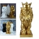 thumbnail image 2 of Estatuas de león con corona de resina, figuras de escritorio, esculturas de mesa, adornos decorativos dorado, 2 of 9
