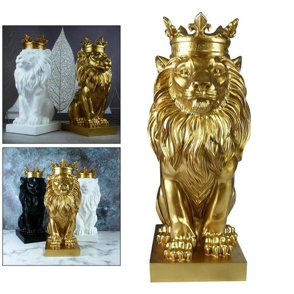 Elodie Abstract Lion Figurine Sculpture, Resin Statue, Craft Ornaments, C-Office Porch Golden