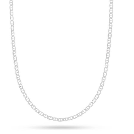 925 Sterling Silver 1.5mm Flat Marina Chain Necklace, 16” to 30”, with Lobster Clasp, for Women, Girls, Unisex